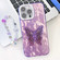 iPhone 14 Pro Plating Glitter Lens Film Texture Butterfly Holder Wristband Phone Case - Purple Wrinkles