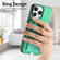 iPhone 14 Pro Retro Cross Leather Ring Side Insert Card Bag MagSafe Phone Case - Green