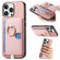 iPhone 14 Pro Retro Cross Leather Ring Side Insert Card Bag MagSafe Phone Case - Pink