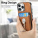 iPhone 14 Pro Retro Folding Ring Holder Card Bag MagSafe Phone Case - Brown