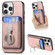 iPhone 14 Pro Retro Folding Ring Holder Card Bag MagSafe Phone Case - Pink