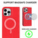 iPhone 14 Pro Rhombic MagSafe RFID Anti-Theft Wallet Leather Phone Case - Red