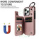 iPhone 14 Pro Rhombic Texture Card Bag Phone Case with Short Lanyard - Rose Gold