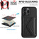 iPhone 14 Pro Rhombic Texture Card Bag RFID Phone Case with Long Lanyard - Black
