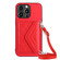 iPhone 14 Pro Rhombic Texture Card Bag RFID Phone Case with Long Lanyard - Red
