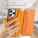 iPhone 14 Pro Ring Zipper Wallet RFID Blocking MagSafe Leather Phone Case - Orange