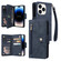 iPhone 14 Pro Rivet Buckle 9 Cards Three Fold Leather Phone Case - Blue