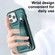 iPhone 14 Pro Shockproof Leather Phone Case with Wrist Strap - Green