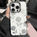 iPhone 14 Pro Silver Painting PC Hybrid TPU Phone Case - Hollow Rose Black