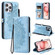 iPhone 14 Pro Skin Feel Totem Embossed Leather Phone Case - Blue