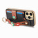 iPhone 14 Pro Stereoscopic Flowers Wristband Card Bag Phone Case - Black
