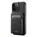 iPhone 14 Pro Suteni H19 Litchi Grain 2-in-1 MagSafe Removable Card Box Back Phone Case - Black