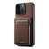 iPhone 14 Pro Suteni H19 Litchi Grain 2-in-1 MagSafe Removable Card Box Back Phone Case - Brown