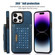 iPhone 14 Pro Three-fold RFID Leather Phone Case with Lanyard - Blue