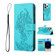 iPhone 14 Pro Tiger Flower Embossing Leather Phone Case - Baby Blue