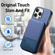 iPhone 14 Pro Twill Fabric Leather Vertical Flip RFID Card Bag Phone Case - Blue