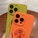 iPhone 14 Pro Wave Texture PC Shockproof Phone Case with Holder - Orange