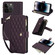 iPhone 14 Pro YM016 Rhombic Zipper Card Wallet Leather Phone Case with Lanyard - Dark Purple
