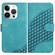 iPhone 14 Pro YX0060 Elephant Head Embossed Phone Leather Case with Lanyard - Light Blue