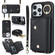 iPhone 14 Pro Zipper Card Bag Phone Case with Dual Lanyard - Black