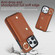 iPhone 14 Pro Zipper Card Bag Phone Case with Dual Lanyard - Brown