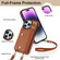 iPhone 14 Pro Zipper Card Bag Phone Case with Dual Lanyard - Brown