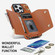 iPhone 14 Pro Zipper Card Bag Phone Case with Dual Lanyard - Brown