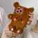 iPhone 14 Plus 3D Smiling Little Bear Plush Phone Case - Brown