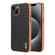 iPhone 14 Plus AZNS Electroplated Frame Crocodile Texture Full Coverage Phone Case - Black
