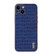 iPhone 14 Plus AZNS Electroplated Frame Crocodile Texture Full Coverage Phone Case - Blue