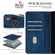 iPhone 14 Plus Color Stitching Skin Feel Leather RFID Blocking Phone Case - Blue