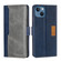 iPhone 14 Plus Contrast Color Side Buckle Leather Phone Case - Blue + Grey