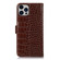 iPhone 14 Plus Crocodile Top Layer Cowhide Leather Phone Case - Brown