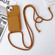 iPhone 14 Plus Crossbody Lanyard Elastic Silicone Card Holder Phone Case - Brown