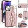 iPhone 14 Plus Crossbody Rhombic Horizontal Wallet Leather Phone Case - Rose Gold