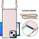 iPhone 14 Plus Crossbody Rhombic Microfiber Leather Phone Case - Pink