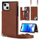 iPhone 14 Plus Cross-body Square Dual-Buckle Card Flip Wallet Phone Case - Brown