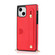iPhone 14 Plus Crossbody Wrist Strap Card Holder Phone Case - Red