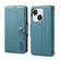 iPhone 14 Plus Denior Cowhide Texture Wallet Style Leather Phone Case - Blue