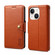 iPhone 14 Plus Denior Cowhide Texture Wallet Style Leather Phone Case - Brown