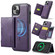 iPhone 14 Plus DG.MING MAGKING-K2 Series MagSafe RFID Card Bag Detachable Phone Case - Purple