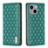 iPhone 14 Plus Diamond Lattice Magnetic Leather Flip Phone Case - Green