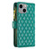 iPhone 14 Plus Diamond Lattice Zipper Wallet Leather Flip Phone Case - Green