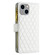 iPhone 14 Plus Diamond Lattice Zipper Wallet Leather Flip Phone Case - White