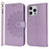 iPhone 14 Plus Double Fold Printed Embossing Leather Phone Case - Purple