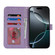 iPhone 14 Plus Double Fold Printed Embossing Leather Phone Case - Purple