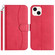 iPhone 14 Plus Dual-Folded S-shape Leather Phone Case - Rose Red