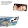iPhone 14 Plus Electroplating Splicing Marble Pattern Dual-side IMD TPU Shockproof Case with Ring Holder - Blue Green