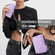 iPhone 14 Plus Embossed Rhombus Starry Leather Phone Case - Purple