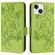 iPhone 14 Plus Embossed Rose RFID Anti-theft Leather Phone Case - Green
